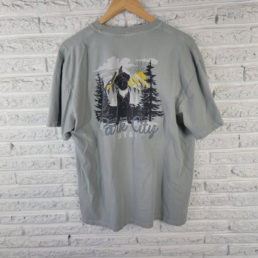 Comfort Colors XL Womens Park City Utah Blue Labrador Cotton Tee Shirt BLU217E